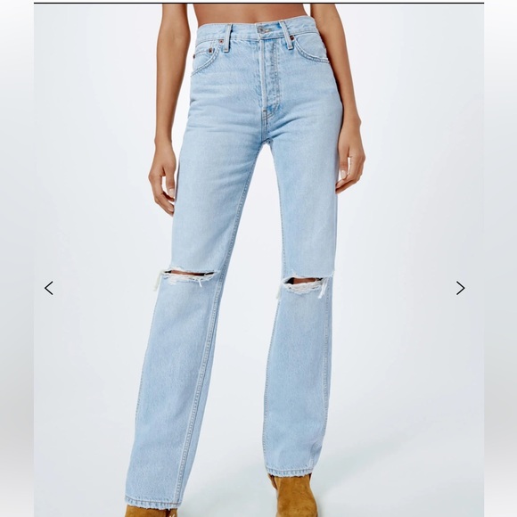 Re/Done 90s High Rise Loose Fit Jeans 26 Beach Destroy Light Wash - Picture 2 of 12